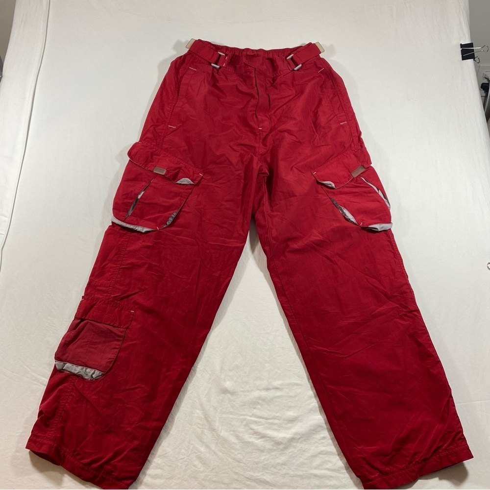 Athletic Works Ski Pants Cargo Red Snowboarding pants insulated windbreaker Med